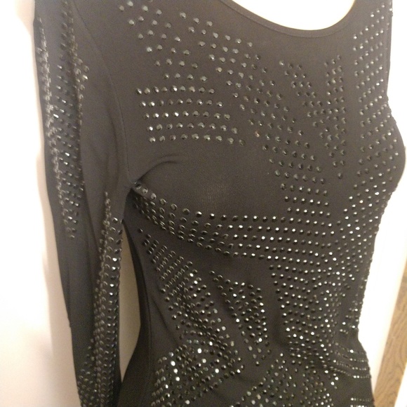 Black Sheath Dress Embellished Carmen Marc Valvo - Picture 5 of 7